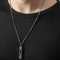 New Simple Stainless Steel Back-shaped Pillar Pendant Couple Sweater Chain main image 1