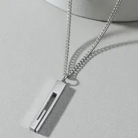 New Simple Stainless Steel Back-shaped Pillar Pendant Couple Sweater Chain main image 2