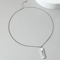 New Simple Stainless Steel Back-shaped Pillar Pendant Couple Sweater Chain main image 3