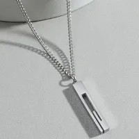 New Simple Stainless Steel Back-shaped Pillar Pendant Couple Sweater Chain main image 4