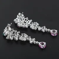 Heavy Industry Design Full Diamond Papalacha Color Stud Earrings Imitation Emerald Water Drop Earrings Lotus Corundum Long Earrings main image 2