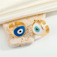 Europe And America Cross Border Ornament Retro Trend Round Drop Oil Devil's Eye Ring Turkish Eye Ring Bracelet main image 5