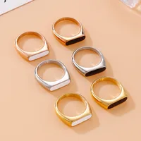 Ring Wholesale Titanium Steel Fashion European And  Oval Metal Stainless Steel Resin Ring One-piece Delivery main image 4