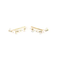 Yhe0326 S925 Silver Geometric Imitation Pearl Diamond Branch Ear Clip Earrings main image 1