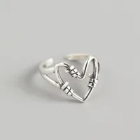 925 Sterling Silver No Inlaid Heart Rings main image 1