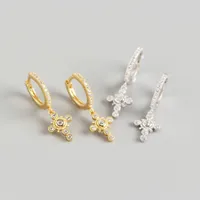 Yhe0192 S925 Sterling Silver Diamond Design Cross Ear Clip Earrings main image 5