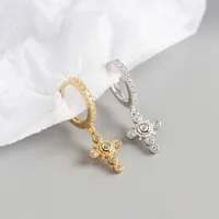 Yhe0192 S925 Sterling Silver Diamond Design Cross Ear Clip Earrings main image 4
