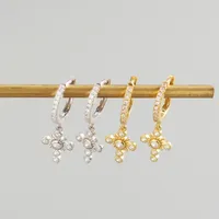 Yhe0192 S925 Sterling Silver Diamond Design Cross Ear Clip Earrings main image 3