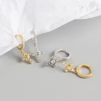 Yhe0192 S925 Sterling Silver Diamond Design Cross Ear Clip Earrings main image 2