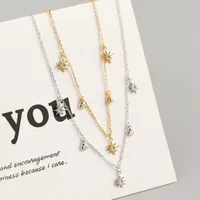 Yhn062 S925 Sterling Silver Geometric Star Design Sense Necklace Clavicle Chain main image 2