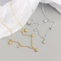 Yhn062 S925 Sterling Silver Geometric Star Design Sense Necklace Clavicle Chain main image 3
