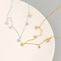 Yhn062 S925 Sterling Silver Geometric Star Design Sense Necklace Clavicle Chain main image 4