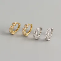 Yhe0199 S925 Sterling Silver Peach Heart Leaf Diamond Earrings White Earrings main image 5