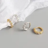 Yhe0199 S925 Sterling Silver Peach Heart Leaf Diamond Earrings White Earrings main image 3