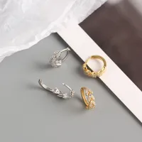 Yhe0199 S925 Sterling Silver Peach Heart Leaf Diamond Earrings White Earrings main image 2