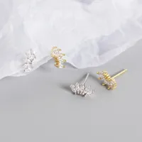 Yhe0290 S925 Sterling Silver Geometric Horse Eye Inlaid Stone Personality Stacking Earrings main image 4
