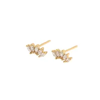 Yhe0290 S925 Sterling Silver Geometric Horse Eye Inlaid Stone Personality Stacking Earrings main image 1