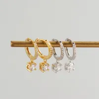 925 Sterling Silver Gem Geometric Earrings main image 4