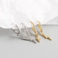 925 Sterling Silver Gem Geometric Earrings main image 3