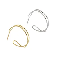 Yh368 Korean S925 Sterling Silver Stud Earrings Simple Interweaving Wave Distorted main image 5