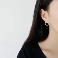Ea012 Korean Version Of S925 Sterling Silver Micro-inlaid Zircon Hollow Geometric Circle Earrings main image 4