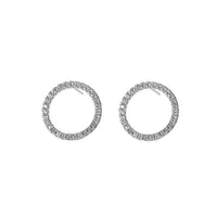 Ea012 Korean Version Of S925 Sterling Silver Micro-inlaid Zircon Hollow Geometric Circle Earrings main image 5