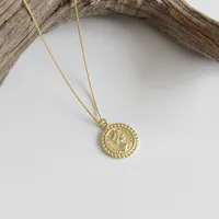 Hxl402 Korean Style S925 Sterling Silver Elizabeth Portrait Coin Short Pendant Clavicle Necklace Charm Women's Silver Jewelry main image 3