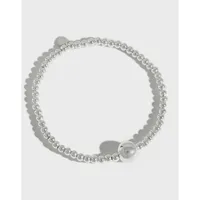 St1009 Korean Version Of S925 Silver Handmade Plain Beaded 3mm Round Bead Bracelet main image 1