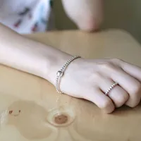 St1009 Korean Version Of S925 Silver Handmade Plain Beaded 3mm Round Bead Bracelet main image 2