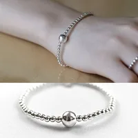 St1009 Korean Version Of S925 Silver Handmade Plain Beaded 3mm Round Bead Bracelet main image 3