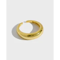 Korean Version Of S925 Sterling Silver Ring Ins Simple Geometric Arc Surface Smooth Female Ring Temperament Silver Ring main image 1
