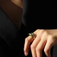 Korean Version Of S925 Sterling Silver Ring Ins Simple Geometric Arc Surface Smooth Female Ring Temperament Silver Ring main image 3