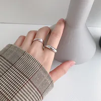Korean Version Of S925 Sterling Silver Ring Ins Simple Geometric Arc Surface Smooth Female Ring Temperament Silver Ring main image 4