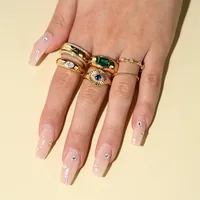 Hot-selling Ring Classic Devil's Eye Bracelet Copper Plated 18k Gold Sapphire Open Ring main image 2