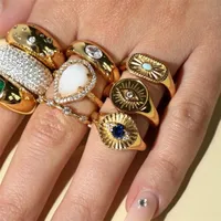 Hot-selling Ring Classic Devil's Eye Bracelet Copper Plated 18k Gold Sapphire Open Ring main image 3