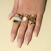 Hot-selling Ring Classic Devil's Eye Bracelet Copper Plated 18k Gold Sapphire Open Ring main image 4