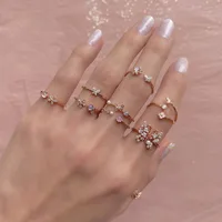 New Plum Blossom Butterfly Open Ring 18k Gold Zircon Inlaid Copper Adjustable Ring main image 3