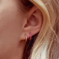 Lady Geometric Zircon Earrings main image 2