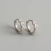 Yhe0199 S925 Sterling Silver Peach Heart Leaf Diamond Earrings White Earrings sku image 1
