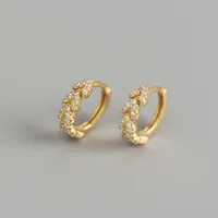 Yhe0199 S925 Sterling Silver Peach Heart Leaf Diamond Earrings White Earrings sku image 2