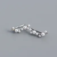 Yhe0326 S925 Silver Geometric Imitation Pearl Diamond Branch Ear Clip Earrings sku image 2