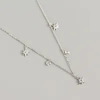 Yhn062 S925 Sterling Silver Geometric Star Design Sense Necklace Clavicle Chain sku image 1