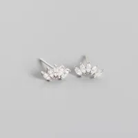 Yhe0290 S925 Sterling Silver Geometric Horse Eye Inlaid Stone Personality Stacking Earrings sku image 1