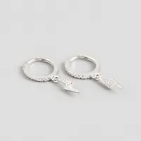 925 Sterling Silver Gem Geometric Earrings sku image 1