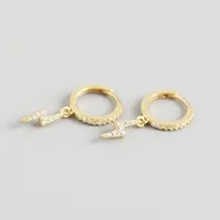 925 Sterling Silver Gem Geometric Earrings sku image 2