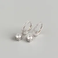 925 Sterling Silver Gem Geometric Earrings sku image 1