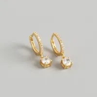 925 Sterling Silver Gem Geometric Earrings sku image 2