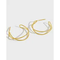 Yh368 Korean S925 Sterling Silver Stud Earrings Simple Interweaving Wave Distorted sku image 2