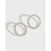 Ea012 Korean Version Of S925 Sterling Silver Micro-inlaid Zircon Hollow Geometric Circle Earrings sku image 1
