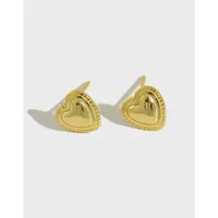 925 Sterling Silver No Inlaid Heart Earrings Ear Studs sku image 2